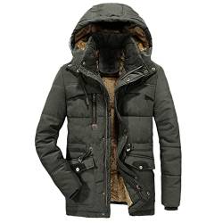 Modische Herren-Winterjacke für Herren, dick, leger, Outwear-Jacken, winddichter Parkas, Übergröße, Samt, warmer Mantel, armee-grün, XL von HOURVNEI