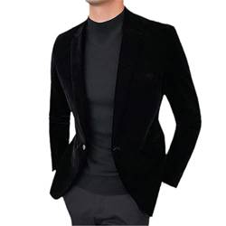 Samt Blazer Herren Mode Casual Blazer Männer Hochzeit Bräutigam Sänger Kostüm Slim Blazer Formal Abendkleid, Schwarz , M von HOURVNEI