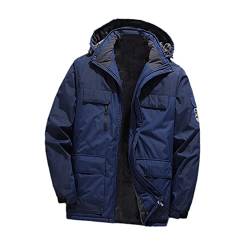 Winter Herren Freizeitjacke Wasserdicht Warm Dicker Outdoor Mäntel Herren Samt Kapuzenjacke Bergsteigen Übermantel, JLA179DarkBlue, XXXXXXX-Large von HOURVNEI