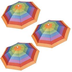 HOUSON 3 PCS Regenschirm Hut, Bunte Regenbogen-Regenkappe Angelkappe Strandschirm Faltbarer Regenschirm für Golf Outdoor Angeln von HOUSON