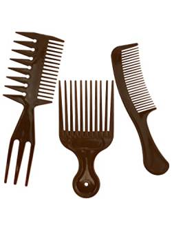 3x Profi Barbier Haarkamm Set Braun Entwirren Haar Haar Styling Kit für Mädchen Jungen trockenes, nasses oder lockiges Haar von HOVUK