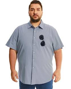 HOdo Big Size Herren Kurzarm Casual Button Down Hemd 3XL-6XL, GRAU, 3X-Large Groß von HOdo