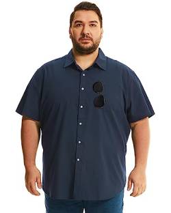 HOdo Big Size Herren Kurzarm Casual Button Down Hemd 3XL-6XL, Marineblau, 3X-Large Groß von HOdo