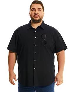 HOdo Big Size Herren Kurzarm Casual Button Down Hemd 3XL-6XL, Schwarz, 4X-Large Groß von HOdo