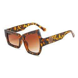 Asymmetrische Sonnenbrille Damen Vintage Sonnenbrille für Herren UV-Schutzbrille, C6 Leopard, Einheitsgröße von HPIRME