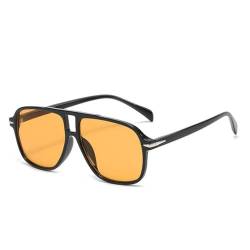 Damen Quadratische Sonnenbrille Damen Übergroße Sonnenbrille Herren UV400,C5 Schwarz Orange,Einheitsgröße von HPIRME