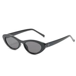 HPIRME Cat Eye Retro-Sonnenbrille Damen Kleine Brille Damen/Herren Oval Rosa Brille Damen, BlackGray1, Einheitsgröße von HPIRME