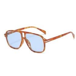 HPIRME Damen Quadratische Sonnenbrille Damen Übergroße Sonnenbrille Mann UV400,C4 Hawksbill Blue,Einheitsgröße von HPIRME