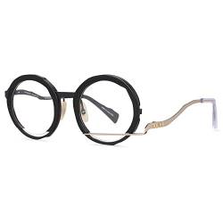 HPIRME Retro Runde Brillengestelle Unregelmäßige Männer Frauen Handgefertigte Brillen, Schwarz, Gold, Einheitsgröße von HPIRME