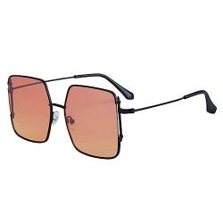 HPIRME Übergroße Retro-Sonnenbrille mit Metallrahmen, Damen-Sonnenbrille, UV400-Farbverlauf, Herren-Sonnenbrille, Schwarz Orange, Einheitsgröße von HPIRME