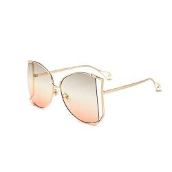 HPIRME Übergroße quadratische Sonnenbrille Damen Cat Eye Clear Shades Brille Perle Halbrahmen Sonnenbrille Damen, C6, Einheitsgröße von HPIRME