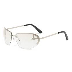 HPIRME punk damen sonnenbrille steampunk und sonnenbrille ohne blitzableiter sport herren schutzbrille uv400 verspiegelt,silber verspiegelt,one size von HPIRME