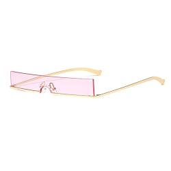 Half Frame Small Rectangle Sonnenbrille Damen One Piece Shades Herren, Golden Pink, Einheitsgröße von HPIRME