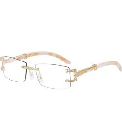 Kleine randlose Sonnenbrille für Damen, rahmenlose rechteckige Brille, Herren, quadratisch, Diamant, transparent, Einheitsgröße von HPIRME
