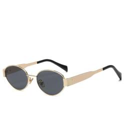 Punk-Retro-Metall-Sonnenbrille für Damen, Vintage-Legierung, ovale Sonnenbrille für Herren, WTY134 BlackGold, Einheitsgröße von HPIRME