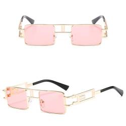 Retro-Metall-Sonnenbrille für Herren, quadratisch, Punk-Brille, Ozean-Linsen-Sonnenbrille für Damen, UV400, 7, Einheitsgröße von HPIRME