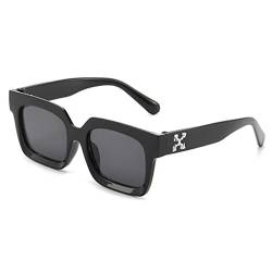 Sonnenbrille mit großem Rahmen für Damen, quadratisch, Damenbrille, Outdoor-Sonnenschutzspiegel für Herren, SCHWARZ, Einheitsgröße von HPIRME