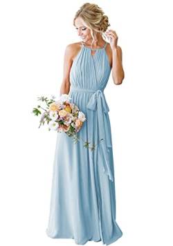 Beach Maid of Honor Gowns Elegant Long Halfter Plissee Flowy Rüschen Abend Party Kleider für Frauen, himmelblau, 32 von HPPEE