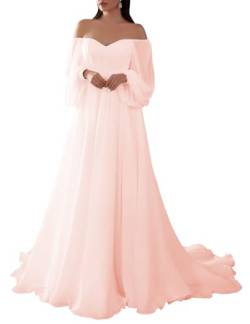 HPPEE Ballkleid mit Hochzeit V-Ausschnitt Kalte Schulter Abend Party Kleid für Frauen Junioren WYX430, blush, 40 von HPPEE