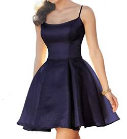 HPPEE Homecoming Kleider Schulterfrei Spaghettiträger Mini Cocktail Abschluss Abschlussball Kleider für Teenager mit Taschen, marineblau, 36 von HPPEE