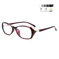 HQMGLASSES Frauen Progressive Multi-Focus Smart-Lesebrille, Farbverändernde Sonnenbrillen / UV400 / Anti-Glare-Frühlings-Scharnier Reader Dioptrien +1,0-+3,0,Rot,+1.75 von HQMGLASSES