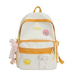 Niedliche Frauen Nylon Rucksack für Mädchen Preppy Stil Schultasche lässig weiblichen Rucksack mit großer Kapazität Dame Anti-Diebstahl, gelb, M von HQQN