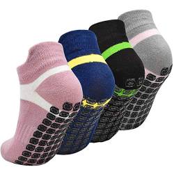 HQdeal 4 Paar Yoga Socken Anti Rutsch für Damen, Pilates Socken rutschfeste Atmungsaktive Socken Stopppersocken Sportsocken für Ballett, Tanz, Barre, Fitness, Barfuß-Training, Trampolin, EU35-42 von HQdeal