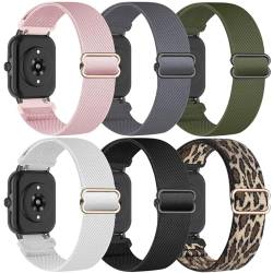 HQzon Dehnbare 20 mm Nylon-Smartwatch-Armbänder, kompatibel mit Kalinco P22 Donerton P22 P32 P36 P40, atmungsaktives Gewebe, elastisches Schnellverschluss-Armband für Damen und Mädchen, 6 Stück von HQzon