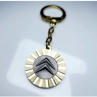 HR Autocomfort Schlüsselanhänger mit Gravur CITROEN Logo Schlüsselanhänger Metall original aus 1960 Diamantschliff Lüfterrad von HR Autocomfort