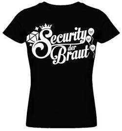 Junggesellinnenabschied Frau/Damen/Girlie T-Shirt - Braut- Security der Braut JGA Tshirt Junggesellenabschied (L, Schwarz/Security der Braut) von HR-WERBEDESIGN