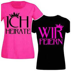 Junggesellinnenabschied Frau/Damen/Girlie T-Shirt - Braut- Security der Braut JGA Tshirt Junggesellenabschied (Pink/Ich Heirate - Schwarz/Wir Feiern) (L, Pink/Ich Heirate/Druck SCHWARZ) von HR-WERBEDESIGN