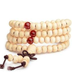 HRANTEA Wooden bracelets,Women's Bracelet 108 Wooden Buddha Beads Stretchy Bracelets Ladies Girls Hand Jewelry (Color : White) von HRANTEA
