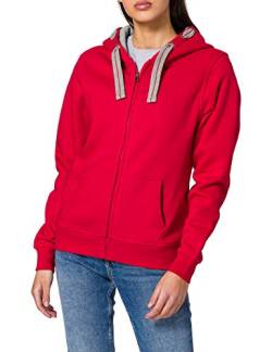 HRM Damen Hooded Jacket, rot, Gr. 5XL I Premium Kapuzenjacke Damen mit Kontrast-Innenfutter I Basic Hoodie mit Reißverschluss I Zip Hoodie I Hochwertige & nachhaltige Damen-Oberteile von HRM