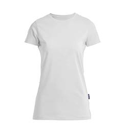 HRM Damen Luxury Roundneck Tee, weiß, Gr. L I Premium T-Shirt Damen Rundhalsausschnitt aus 100% Bio-Baumwolle I Basic Shirt Damen bis 60°C waschbar I Hochwertige & nachhaltige Damen-Oberteile von HRM