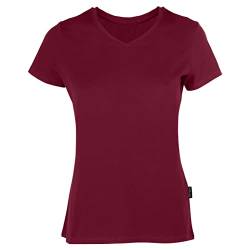 HRM Damen Luxury V-Neck Tee, bordeaux, Gr. 4XL I Premium T-Shirt Damen V-Ausschnitt aus 100% Bio-Baumwolle I Basic Shirt Damen bis 60°C waschbar I Hochwertige & nachhaltige Damen-Oberteile von HRM