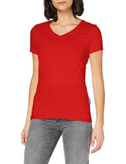 HRM Damen Luxury V-Neck Tee, rot, Gr. 5XL I Premium T-Shirt Damen V-Ausschnitt aus 100% Bio-Baumwolle I Basic Shirt Damen bis 60°C waschbar I Hochwertige & nachhaltige Damen-Oberteile von HRM