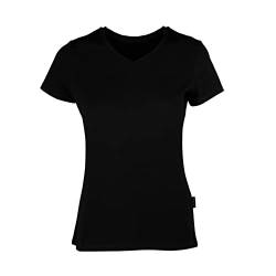 HRM Damen Luxury V-Neck Tee, schwarz, Gr. XL I Premium T-Shirt Damen V-Ausschnitt aus 100% Bio-Baumwolle I Basic Shirt Damen bis 60°C waschbar I Hochwertige & nachhaltige Damen-Oberteile von HRM