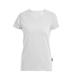 HRM Damen Luxury V-Neck Tee, weiß, Gr. S I Premium T-Shirt Damen V-Ausschnitt aus 100% Bio-Baumwolle I Basic Shirt Damen bis 60°C waschbar I Hochwertige & nachhaltige Damen-Oberteile von HRM