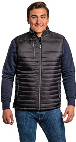 HRM Herren 1301 Hooded Performance Body Warmer I Fair Trade Outdoor Weste, 100 g/m² I Aus 100% leichtem & robustem Polyamid, Darkgrey, S von HRM