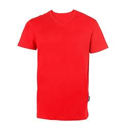 HRM Herren Luxury V-Neck Tee, rot, Gr. 2XL I Premium T-Shirt Herren V-Ausschnitt aus 100% Bio-Baumwolle I Basic T-Shirt bis 60°C waschbar I Hochwertige & nachhaltige Herren-Bekleidung von HRM