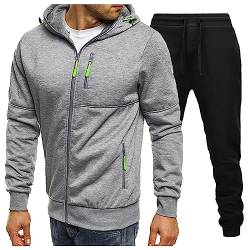 Herren Jogginganzug 3XL 4XL Baumwolle Trainingsanzug Männer Laufanzug Zip Hoodie + Sporthose Tracksuit 2-Teilig Sport Jogging Laufen Set Schwarz Weiß Grau Rot Sportanzug Freizeitanzug von HRTLSS