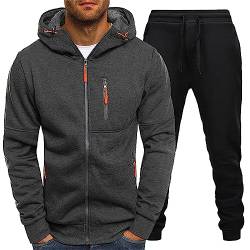 Herren Jogginganzug 3XL 4XL Baumwolle Trainingsanzug Männer Laufanzug Zip Hoodie + Sporthose Tracksuit 2-Teilig Sport Jogging Laufen Set Schwarz Weiß Grau Rot Sportanzug Freizeitanzug von HRTLSS