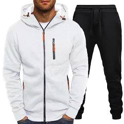 Herren Jogginganzug 3XL 4XL Baumwolle Trainingsanzug Männer Laufanzug Zip Hoodie + Sporthose Tracksuit 2-Teilig Sport Jogging Laufen Set Schwarz Weiß Grau Rot Sportanzug Freizeitanzug von HRTLSS