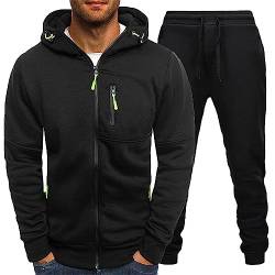 Herren Jogginganzug 3XL 4XL Baumwolle Trainingsanzug Männer Laufanzug Zip Hoodie + Sporthose Tracksuit 2-Teilig Sport Jogging Laufen Set Schwarz Weiß Grau Rot Sportanzug Freizeitanzug von HRTLSS