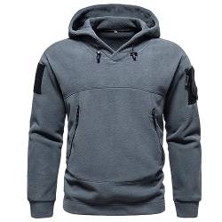 Hoodie Herren Teddy Einfarbig Kapuzenpullover für Herren Tactical Reißverschluss Kapuzenpulli Herbst Winter Arbeit Plüsch Pullover mit Kapuze Hoody Streetwear von HRTLSS