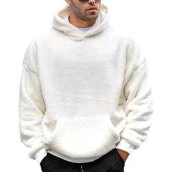 Pullover Herren mit Kapuze Teddy S M L XL 3XL Hoodie Kapuzenpullover Langarm Fuzzy Casual Einfarbig Kapuzenpulli Sweatshirt Winter Warm Bequeme Streetwear Hoody von HRTLSS