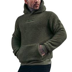 Teddy Hoodie Herren Kapuzenpullover Fleece Plüsch Fuzzy Pullover Mit Kapuze Winter Warm Hoodies Einfarbig Schwarz Grün Blauer Kapuzenpulli Slim Fit Kordelzug Sweatjacke von HRTLSS