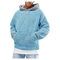 Teddy Hoodie Herren Kapuzenpullover Fleece Plüsch Fuzzy Pullover Mit Kapuze Winter Warm Hoodies Einfarbig Schwarz Grün Blauer Kapuzenpulli Slim Fit Kordelzug Sweatjacke von HRTLSS