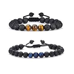 8mm Perlen Armband für Herren Damen Naturstein Armband Mala Achat Yoga Elatics Armband Tigerauge Armband für Herren von HSAJS