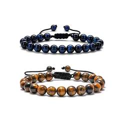 8mm Perlen Armband für Herren Damen Naturstein Armband Mala Achat Yoga Elatics Armband Tigerauge Armband für Herren von HSAJS